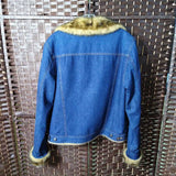 Vantana,Blue/Brown,Large,Jean Fur Lined Coat