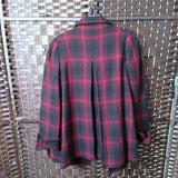 Burgundy Plaid,Small,Car Coat Double Breasted