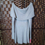 WHITE HOUSE BLACK MARKET,GRAY,SMALL,SWEATER WITH BOW IN BACK