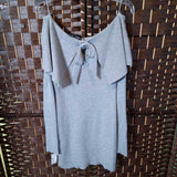 WHITE HOUSE BLACK MARKET,GRAY,SMALL,SWEATER WITH BOW IN BACK