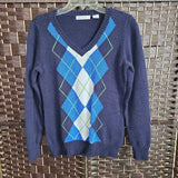 NAVY+,MEDIUM,ARGYLE SWEATER