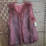 BURGUNDY,XL,FAUX FUR VEST