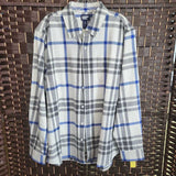 LANDS END,WHITE+,XL,PLAID FLANNEL SHIRT