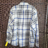 LANDS END,WHITE+,XL,PLAID FLANNEL SHIRT