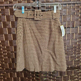 BR/TAN,2,VINTAGE BELTED WOOL BLEND SKIRT