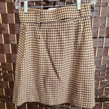 BR/TAN,2,VINTAGE BELTED WOOL BLEND SKIRT