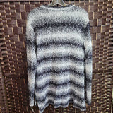 BL/WH,LARGE,STRIPED SWEATER