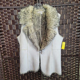 CREAM,LARGE,FAUX FUR VEST