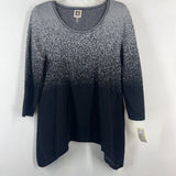 BLACK SILVER,SMALL,SPARKLE 3/4 SLV SHIRT