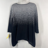 BLACK SILVER,SMALL,SPARKLE 3/4 SLV SHIRT