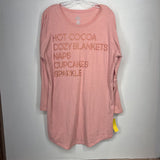 SIMPLE PLEASURES,PINK,LARGE,HOT COCOA TSHIRT LONG SLV