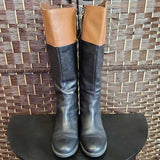 BL/BR,11,EMBOSSED LEATHER RIDING BOOTS