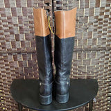 BL/BR,11,EMBOSSED LEATHER RIDING BOOTS