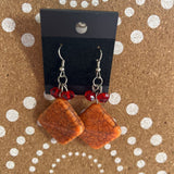 ORANGE+, STONE DIAMOND SHAPE DANGLE EARRINGS