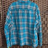 DULUTH TRADING CO,BLUE+,2X,PLAID BUTTON TOP