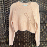 ORANGE,SMALL,CROPPED SWEATER WITH BOW