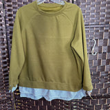 GREEN+,L,DOUBLE LAYERED SWEATER