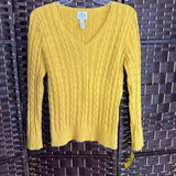 YELLOW,LARGE,CABLE KNIT SWEATER