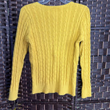 YELLOW,LARGE,CABLE KNIT SWEATER