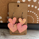 PINK, SMILEY CAT CO HEART EARRINGS