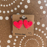 PINK, SMILEY CAT CO STUD HEART EARRINGS