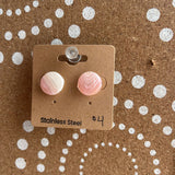 PINK, SMILEY CAT CO ROUND STUD EARRINGS