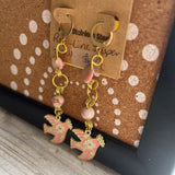 PINK+, SMILEY CAT CO RED LINE JASPER BIRD EARRINGS