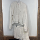 WHITE,XXXL,FLEECE SHORTS PJ SET