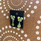 BUTTERFLY,GREEN, RHINESTONE DANGLES