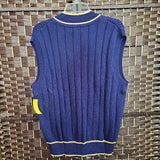 PAUL FREDRICK,NAVY,LARGE,V NECK SWEATER