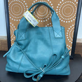 TURQUOISE,MEDIUM,GENUINE LEATHER TRIPPLE OPENING PURSE