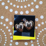 Gold,Large,Heart Stud Earrings