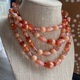 Orange,.,Vintage beaded Necklace