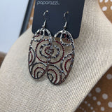 PAPARAZZI,Silver Red, oval rhinestne