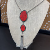 PAPARAZZI,Silver,3 pc,red Stone & earings