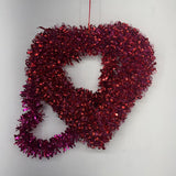 Red,2 Pc,Tinsel Heart Decor