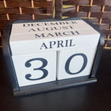 Bl/Wh,6 pc,Wood Block Calendar