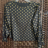 Black,Medium,Long Sleeve Ruffled Blouse