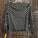 Black,Medium,Long Sleeve Ruffled Blouse