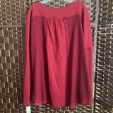 Red,Large,Button Long Sleeve Top