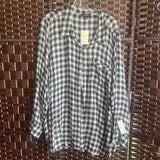 LUCKY BRAND,Black/Cream,3X,Plaid Button Top