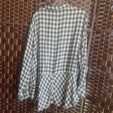 LUCKY BRAND,Black/Cream,3X,Plaid Button Top