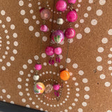 Pink/Orange, Sphere Beaded Long Necklace