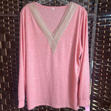 Pink,Large,V Neck Top