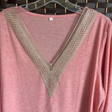 Pink,Large,V Neck Top