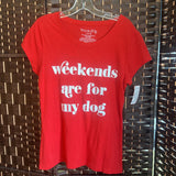 WOUND UP,Red/Wh,Large,Weekends Tee