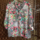 NY Collection,Black+,Large,Floral Top