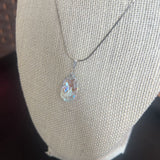 Silver, Iridescent Teardrop Necklace
