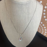 Silver, Iridescent Teardrop Necklace