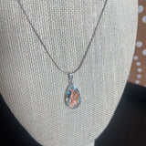 Silver, Iridescent Teardrop Necklace